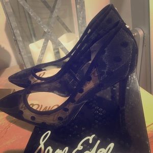 Sam Edelman Black dotted Mesh pumps
